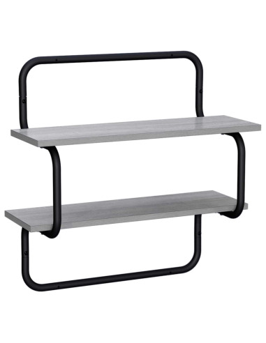 Mensola a muro a 2 livelli Sonoma grigio 40 x 24,5 x 61 cm