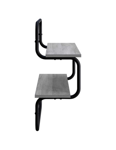 Mensola a muro a 2 livelli Sonoma grigio 40 x 24,5 x 61 cm