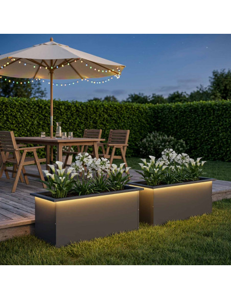 Fioriera da giardino con LED 2 pz Antracite 40 x 80 x 40 cm