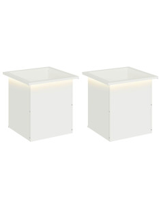 Fioriera da giardino con LED 2 pz Bianco 40 x 40 x 40 cm 2