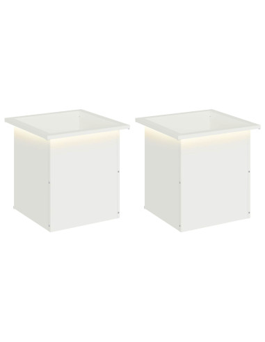 Fioriera da giardino con LED 2 pz Bianco 40 x 40 x 40 cm