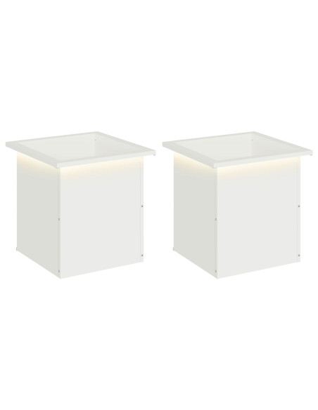 Fioriera da giardino con LED 2 pz Bianco 40 x 40 x 40 cm