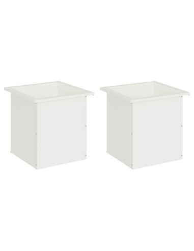 Fioriera da giardino con LED 2 pz Bianco 40 x 40 x 40 cm