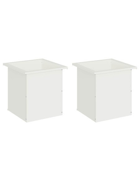 Fioriera da giardino con LED 2 pz Bianco 40 x 40 x 40 cm