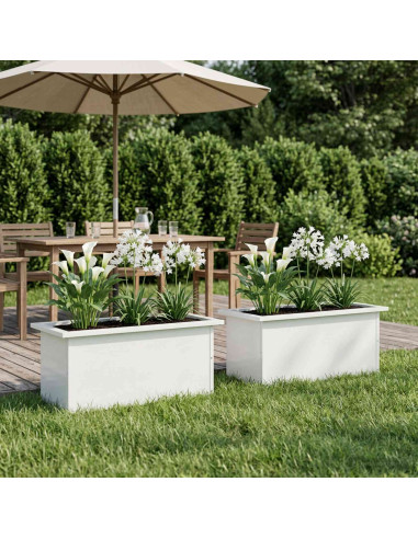 Fioriera da giardino con LED 2 pz Bianco 30 x 60 x 30 cm