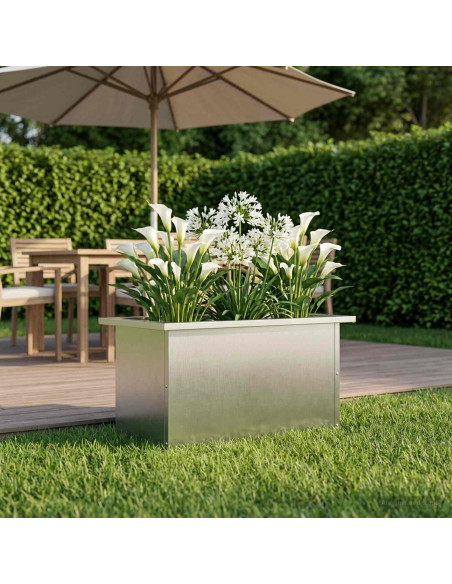 Fioriera da giardino con LED Argento 30 x 60 x 30 cm