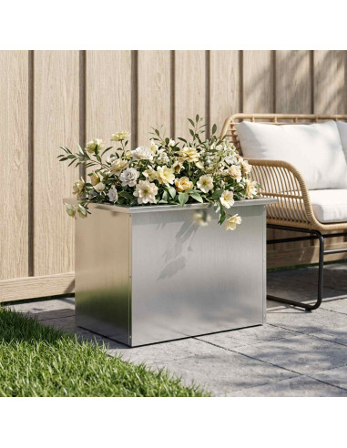 Fioriera da giardino con LED Argento 40 x 60 x 40 cm