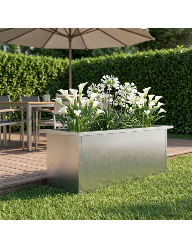 Fioriera da giardino con LED Argento 30 x 80 x 30 cm