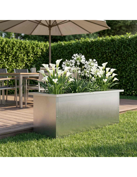 Fioriera da giardino con LED Argento 30 x 80 x 30 cm