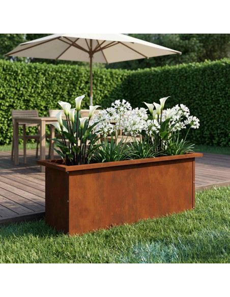 Fioriera da giardino con LED Ruggine 30 x 80 x 30 cm
