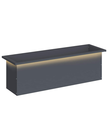 Fioriera da giardino con LED Antracite 30 x 100 x 30 cm Acciaio