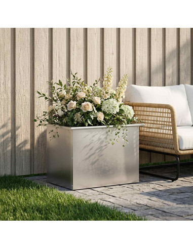 Fioriera da giardino con LED Argento 40 x 60 x 40 cm