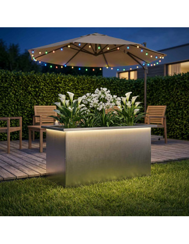 Fioriera da giardino con LED Argento 40 x 80 x 40 cm