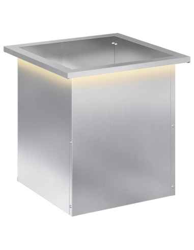 Fioriera da giardino con LED Argento 40 x 40 x 40 cm