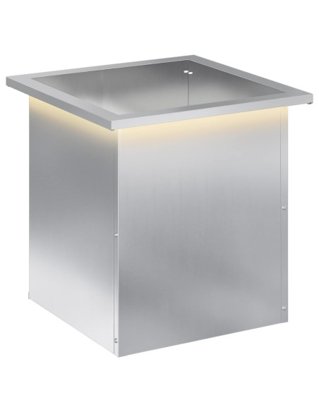 Fioriera da giardino con LED Argento 40 x 40 x 40 cm