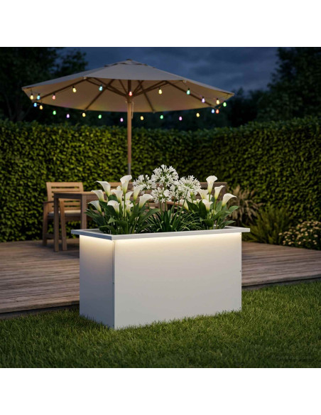 Fioriera da giardino con LED Bianco 40 x 80 x 40 cm Acciaio