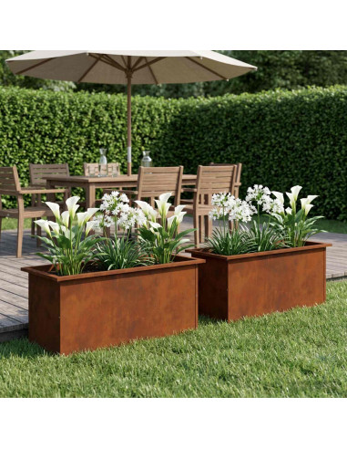 Fioriera da giardino con LED 2 pz Ruggine 40 x 80 x 40 cm