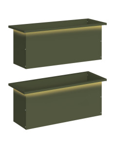 Fioriera da giardino con LED 2 pz Verde Oliva 30 x 80 x 30 cm 2