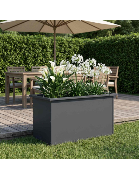 Fioriera da giardino con LED Antracite 40 x 80 x 40 cm Acciaio