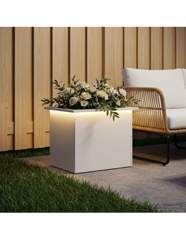 Fioriera da giardino con LED Bianco 40 x 60 x 40 cm Acciaio
