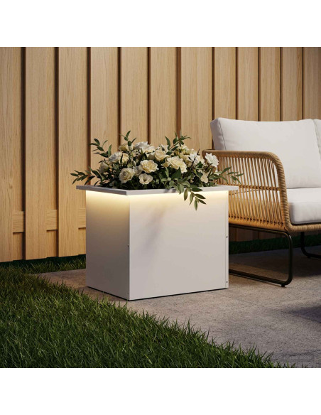 Fioriera da giardino con LED Bianco 40 x 60 x 40 cm Acciaio