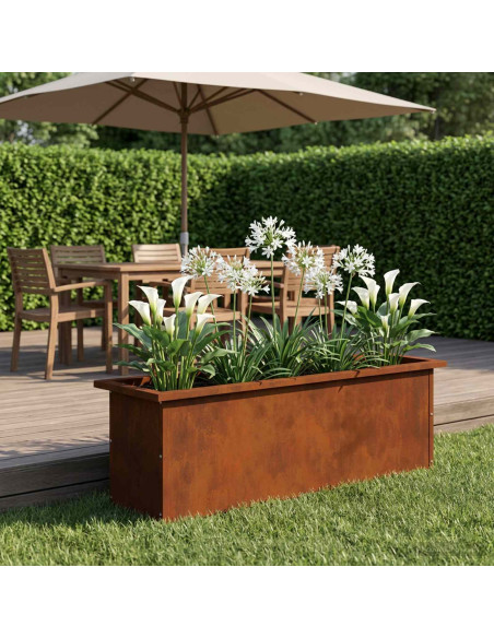 Fioriera da giardino con LED Ruggine 30 x 100 x 30 cm