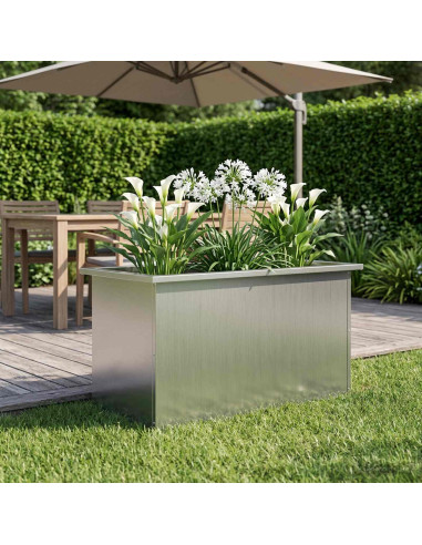 Fioriera da giardino con LED Argento 40 x 80 x 40 cm