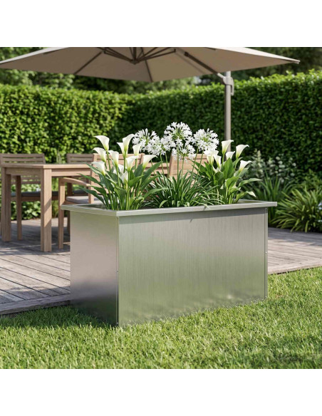 Fioriera da giardino con LED Argento 40 x 80 x 40 cm