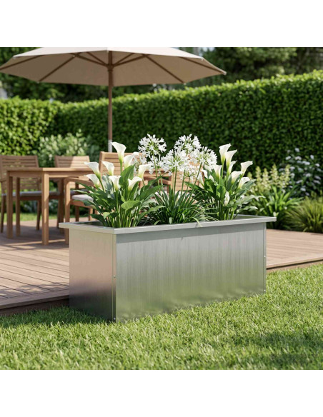 Fioriera da giardino con LED Argento 30 x 80 x 30 cm