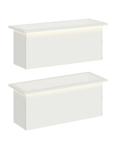 Fioriera da giardino con LED 2 pz Bianco 30 x 80 x 30 cm 2
