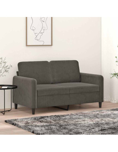 Divano a 2 Posti grigio scuro 120 cm in Velluto