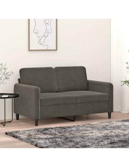 Divano a 2 Posti grigio scuro 120 cm in Velluto
