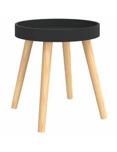 Tavolino Nero 38x38x40 cm Legno Multistrato e Massello di Pino 2