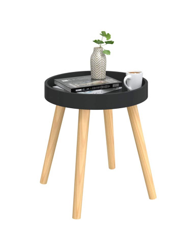 Tavolino Nero 38x38x40 cm Legno Multistrato e Massello di Pino