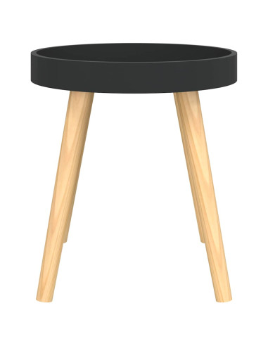 Tavolino Nero 38x38x40 cm Legno Multistrato e Massello di Pino
