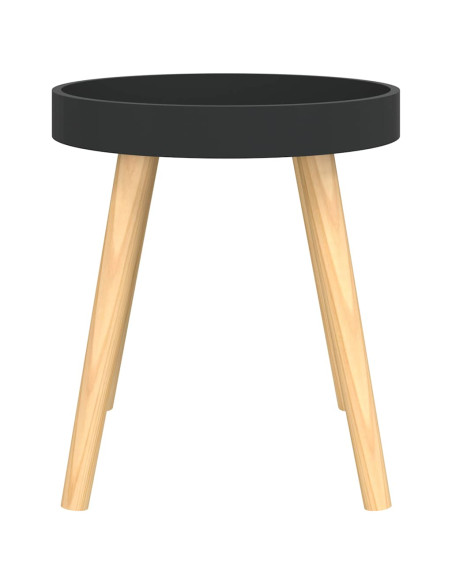Tavolino Nero 38x38x40 cm Legno Multistrato e Massello di Pino