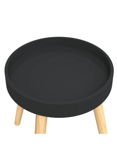 Tavolino Nero 38x38x40 cm Legno Multistrato e Massello di Pino