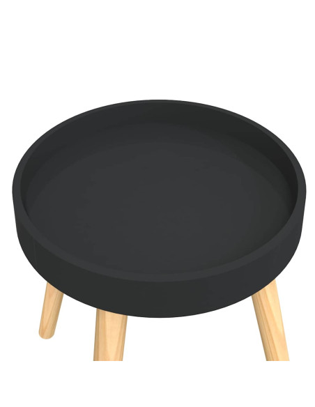 Tavolino Nero 38x38x40 cm Legno Multistrato e Massello di Pino