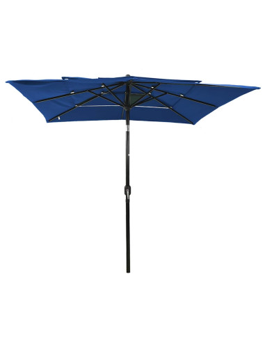 Ombrellone a Sbalzo 3 Livelli Palo Alluminio 2,5x2,5 m Azzurro