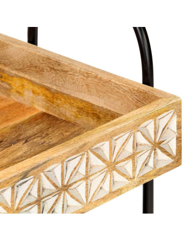 Carrello da Cucina a 3 Livelli 46x30x76 cm in Massello di Mango