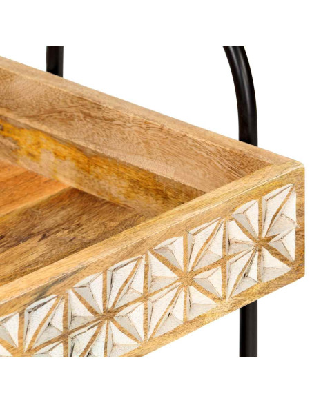 Carrello da Cucina a 3 Livelli 46x30x76 cm in Massello di Mango