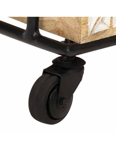 Carrello da Cucina a 3 Livelli 46x30x76 cm in Massello di Mango