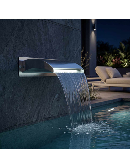 Cascata da Piscina con Luce LED Acciaio Inox 304