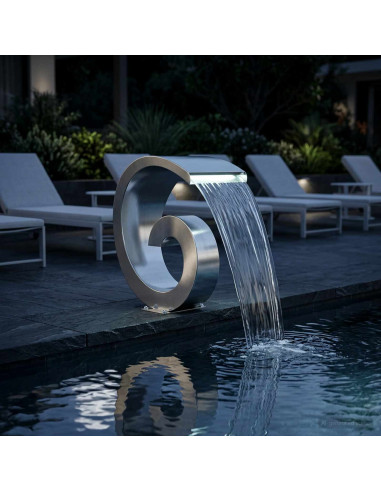Cascata da Piscina con Luce LED Acciaio Inox 304