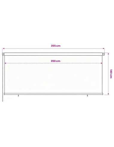 Tenda a Rullo per Esterni 350x140 cm Nera