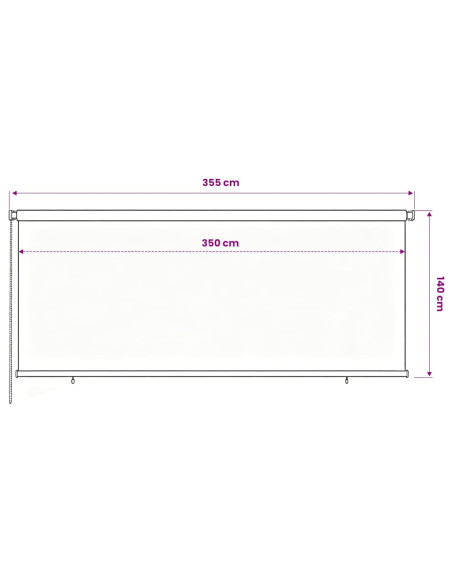 Tenda a Rullo per Esterni 350x140 cm Nera