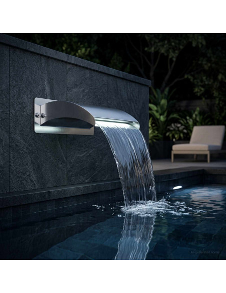 Cascata da Piscina con Luce LED Acciaio Inox 304 30 x 9 x 26 cm