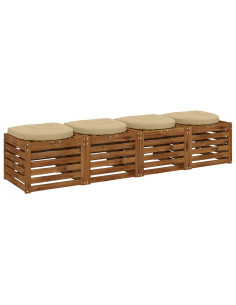 Cuscini per Sedia in 4 Pezzi 4 pz 100% Poliestere Beige 2
