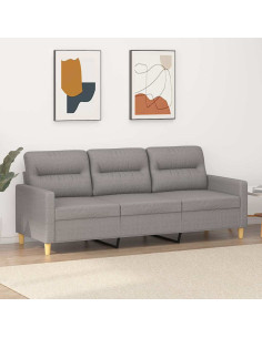 Divano a 3 Posti Grigio Chiaro 180 cm in Tessuto