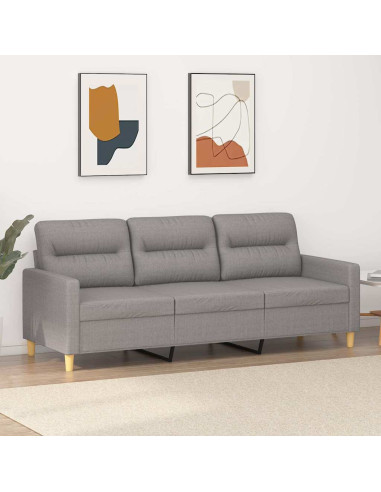 Divano a 3 Posti Grigio Chiaro 180 cm in Tessuto